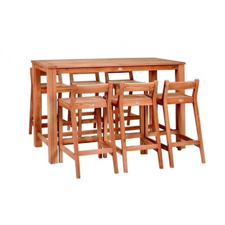 Ensemble de bar en teck + 6 tabourets Buckingham TUINDECO