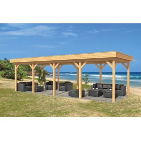 Kiosque Oslo L en mélèze/douglas Type 9 Pavillon ossature bois toit plat Oslo en mélèze/douglas Type 9
