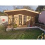 Abri de jardin 10m2 Childeric 320x380cm - 44mm - Auvent, style moderne