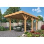 Carport voiture 600x450cm LEMMER en Mélèze/Douglas toit plat de Jardin et Chalet