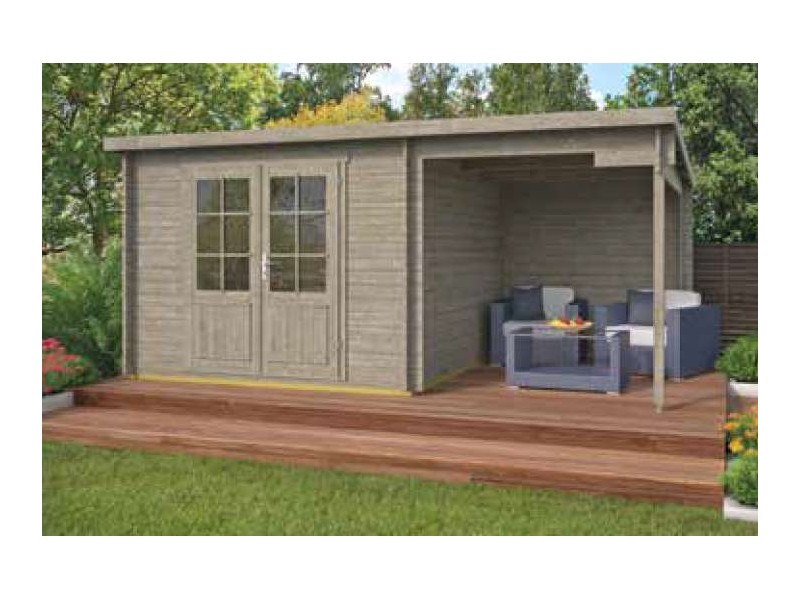 Chalet bois 15m2 300x500cm DORA imprégné en gris