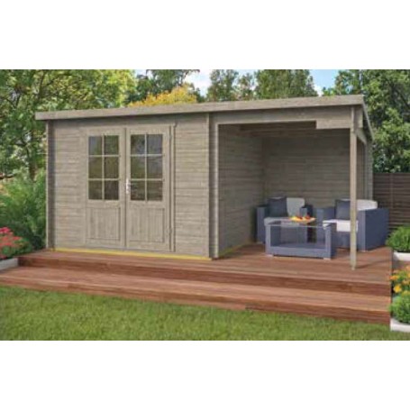 Chalet bois 15m2 300x500cm DORA imprégné en gris