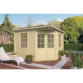 Chalet en bois 8m2 Roberta 306x306cm - 58mm - Toiture 4 pans Chalet en bois 9m2 306x306cm RIINA de Jardin et Chalet