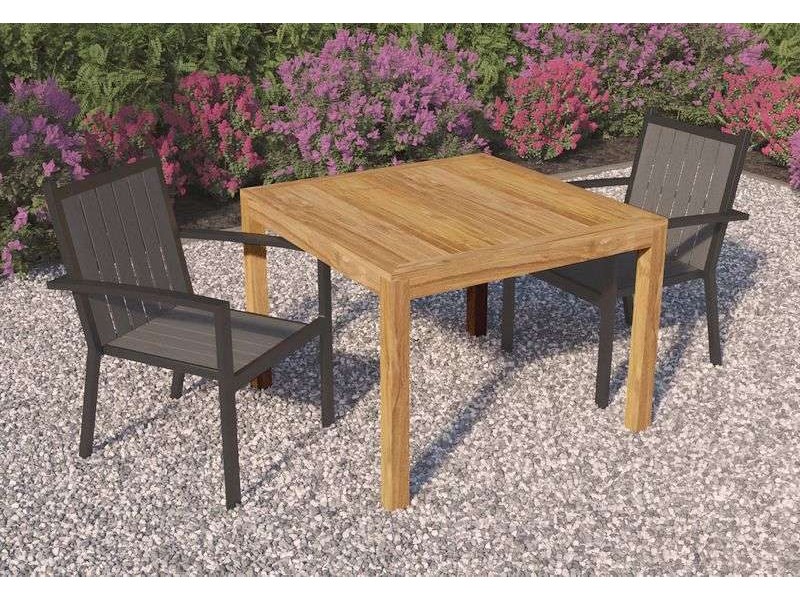 Table de jardin carrée en véritable teck Jardin et chalet
