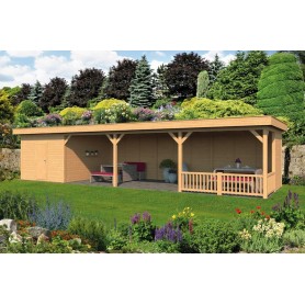 Kiosque Oslo XL en douglas Type 10 - Bois raboté, séché Pavillon ossature bois Oslo en mélèze/douglas Type 10