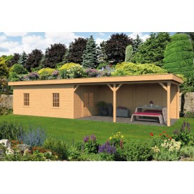 Kiosque Oslo XL en douglas Type 11 - Grande terrasse Pavillon ossature bois Oslo en mélèze/douglas Type 11