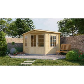 Chalet bois 8m2 Eolia 300x300cm - 40mm - Design toit 4 pentes Chalet bois 8m2 300x300cm Emma