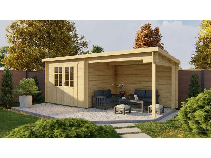 Chalet bois 6,1+6,6m2 250x600cm Freddy