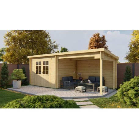 Chalet bois 6,1+6,6m2 250x600cm Freddy