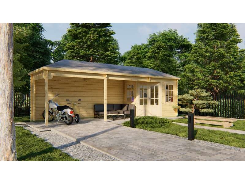 Chalet bois 5,3+12,4m2 250x790cm Gretel
