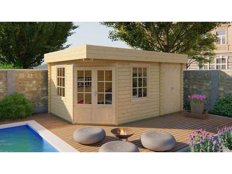 Chalet bois 10,9+4,6m2 350x500cm Helge