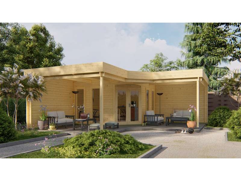 Chalet bois 11,8+20,6m2 678x678cm Jutka