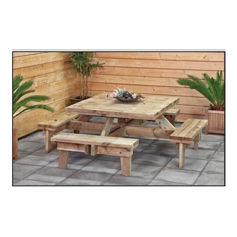 Table De Jardin En Bois Avec Banc