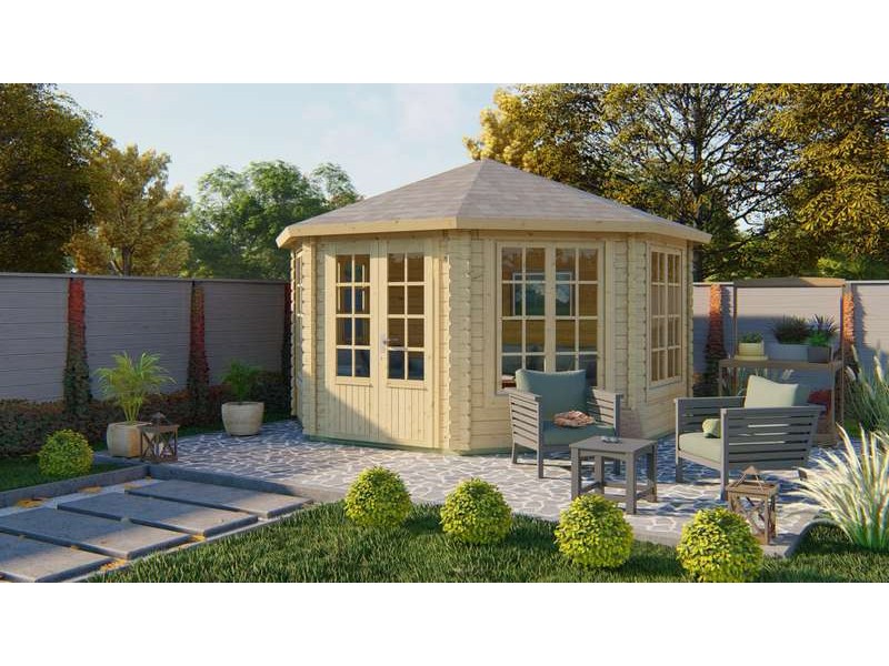 Chalet bois 13,4m2 418x418cm Lynn OCTOGONAL