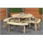 Table de picnic ronde en bois diametre 219cm