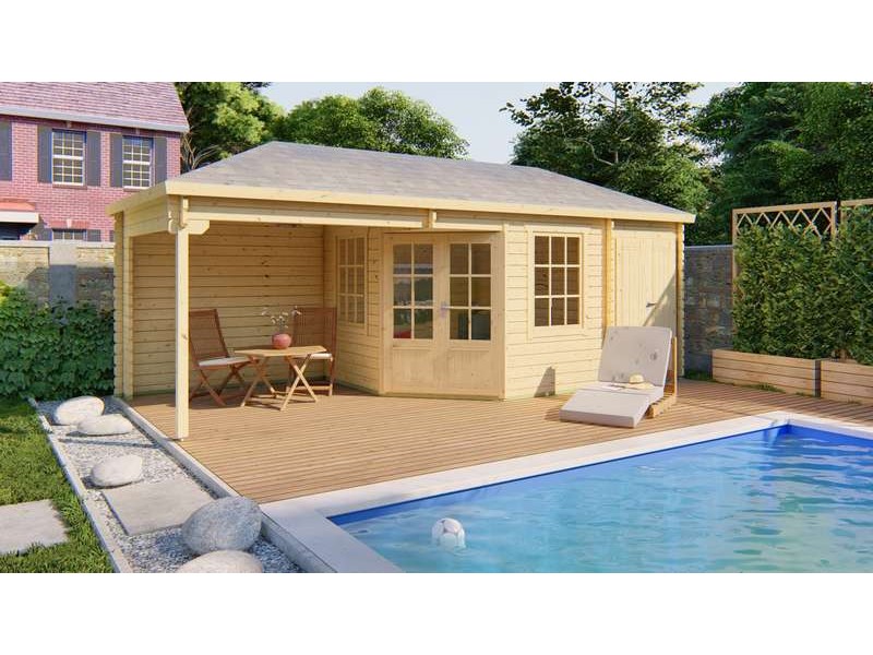 Chalet bois 6,7+3,7m2 300x705cm Olson