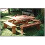 Table et bancs de picnic carrée en bois dur 210x210cm