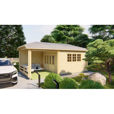 Chalet bois 15,3+10,8m2 420x700cm Torkel