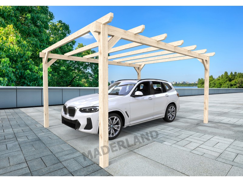 Carport voiture en bois toit plat