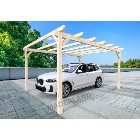 Carport voiture en bois toit plat