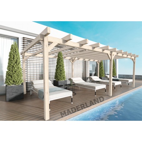 Pergola de 4 à 10 mètres toit plat lamellé collé