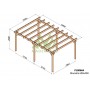 Plan de pergola à toit plat en lamellé collé