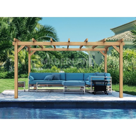 Pergola Valencia de 3 à 5 mètres toit plat lamellé collé