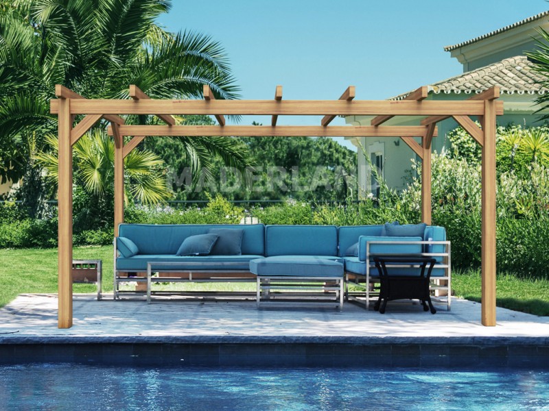Pergola Valencia de 3 à 10 mètres toit plat lamellé collé