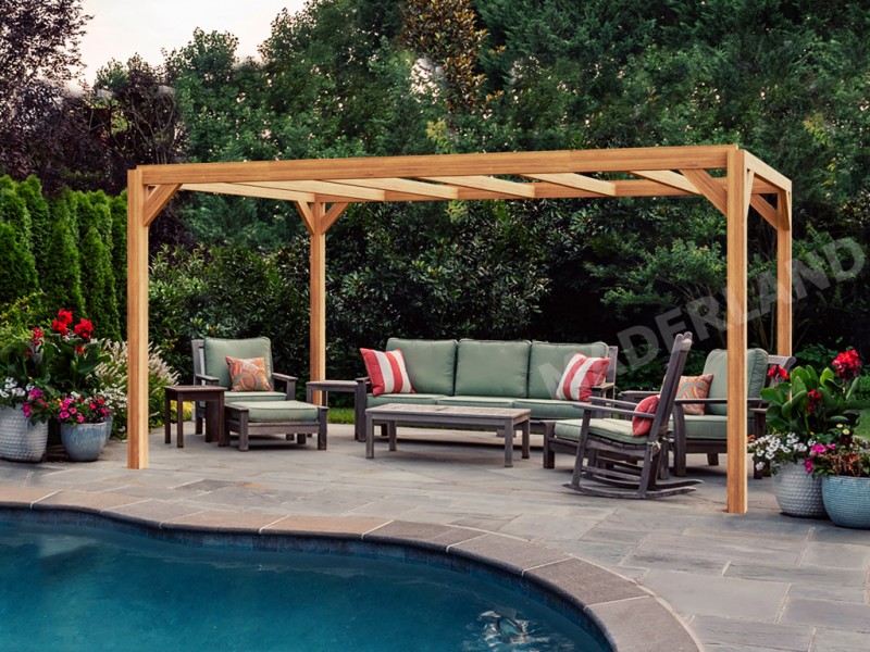 Pergola Alicante de 3 à 8 mètres toit plat lamellé collé