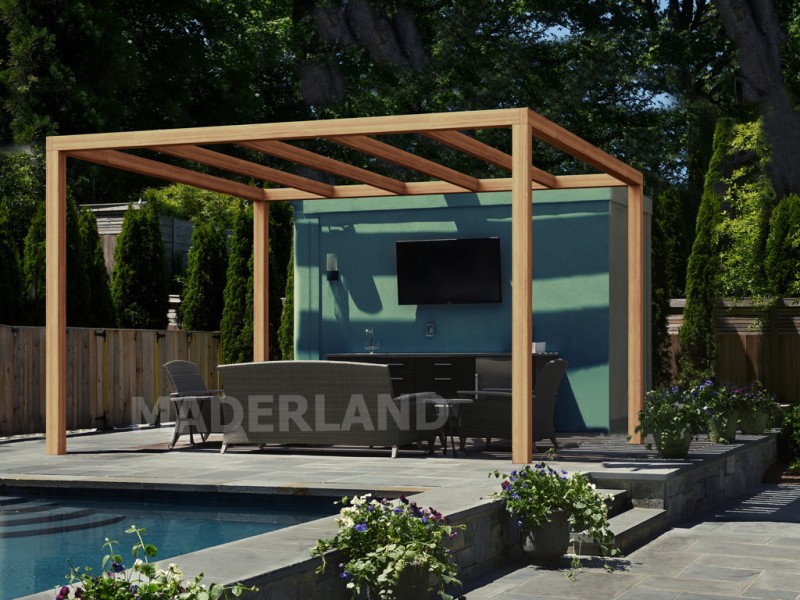Pergola Santander de 3 à 6 mètres toit plat lamellé collé