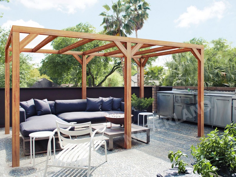 Pergola Fuengirola de 3 à 6 mètres toit plat lamellé collé
