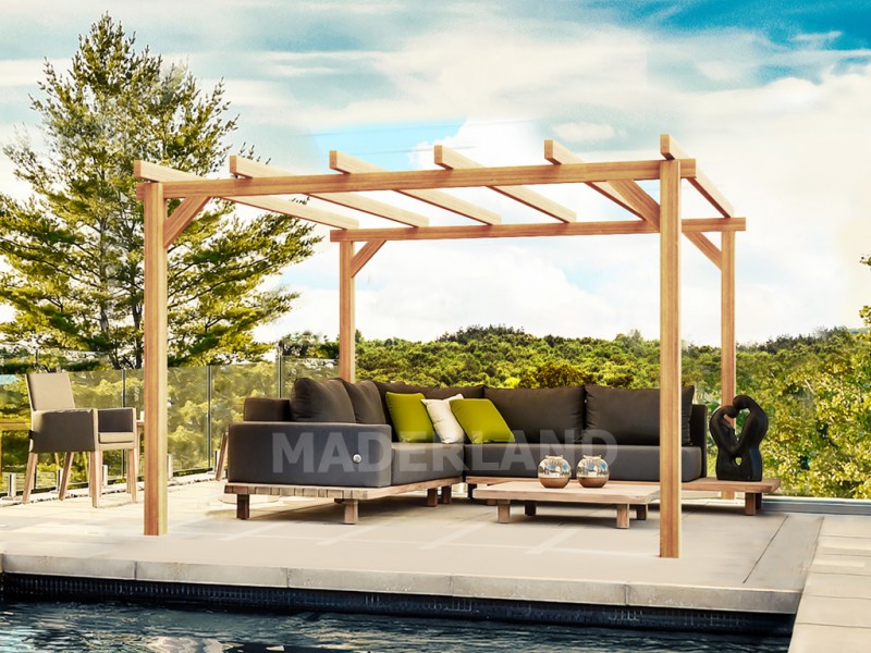 Pergola Linares de 3 à 6 mètres toit plat lamellé collé