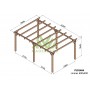 Pergola Linares de 3 à 6 mètres toit plat lamellé collé