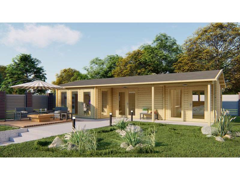 Chalet habitable 46,6+12,3m2 1120x595cm Lynette