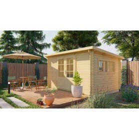 Chalet bois 10m2 Lyra 300x380cm - 28mm - Toit monopente Chalet bois 11m2 300x380cm Loya