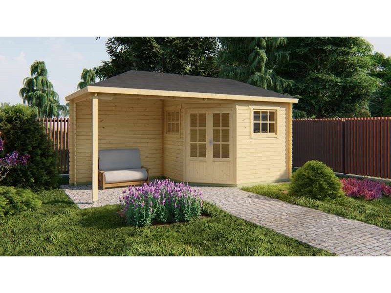 Chalet bois 5,3+5,3m2 500x250cm DIANE