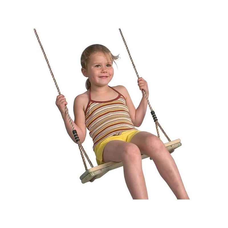 Siège Balançoire En Bois Naturel - Corde Réglable Jusqu’à 213 Cm - Pour Jardin Ou Arbre - Enfants Et Adultes