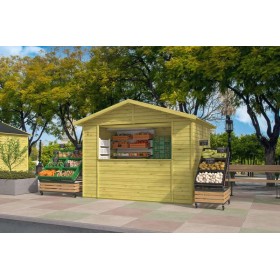 Kiosque 1 grand volet en bois 6m2 300x200cm - Parois prémontées Kiosque 1 grand volet en bois 6m2 300x200cm