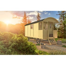 Roulotte en bois Cathy 240x500cm double vitrage Roulotte en bois 240x500cm Kathy