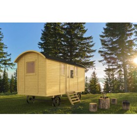 Roulotte en bois Filomène 240x480cm porte latérale Roulotte en bois 240x480cm porte latérale - Jardin et Chalet