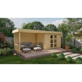 Abri de jardin 6,6+7,2m2 Maja 240x640cm - 28mm - toit plat idéal piscine Abri de jardin 6,6+7,2m2 240x640cm Maja