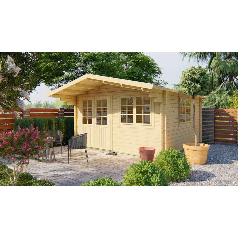 Chalet en rondin de bois 16m2 Inge 420x420cm double vitrage