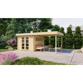 Abri de jardin 7,8+7,8m2 Domenico 300x600cm - 28mm - Terrasse couverte Abri de jardin 7,8+7,8m2 300x600cm Dellinger