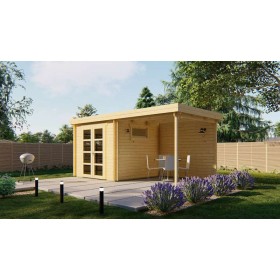 Petit abri de jardin 6,2+6,4m2 Brenda 275x525cm - 28mm - à toit plat Abri de jardin 6,2+6,4m2 275x525cm Brenda