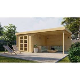 Abri de jardin toit plat 8,7+12,5m2 Diederik 375x625cm - 28mm - Terrasse Abri de jardin 8,7+12,5m2 375x625cm Diederik
