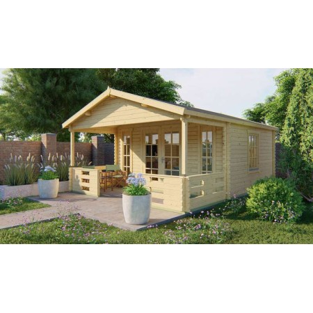 Chalet bois 15,5+8,6m2 450x580cm Heino