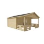 Chalet bois 15,5+8,6m2 450x580cm Heino