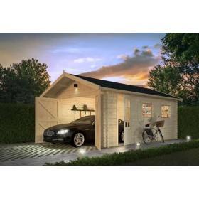 Garage bois 20m2 Grisou 360x540cm - 44mm - pour 1 voiture Garage voiture 20m2 360x540cm Geir