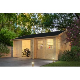 Garage voiture en bois 30m2 500x600cm Mota - 44mm - Garage voiture en bois 30m2 500x600cm Moa
