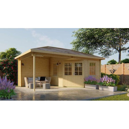 Chalet bois 9,6+8,7m2 350x575cm Christoffer